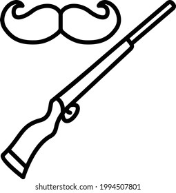 adios escopeta con bigote Concepto Diseño de iconos vectores, símbolo del Día del Padre feliz, signo de elementos de regalo de papá, ilustración del Día del Padres