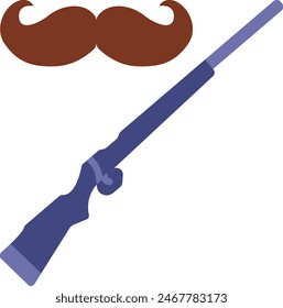 Väter Schrotflinte mit Schnurrbart Konzept, Geschenk für Hunter Dady Vektorgrafik Icon Design, Happy Fathers Day Symbol, Dad Geschenk Elemente Zeichen, Eltern Tag Stock Illustration