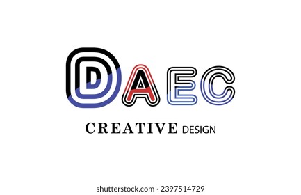 DAEC black blue creative modern simple word DAEC  brand minimal logo design.