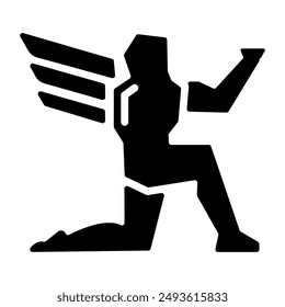 Daedalus sitting on knee, glyph style icon 
