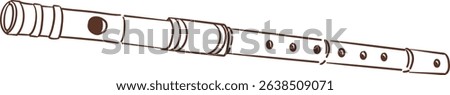 Daegeum korean music instruement outline style clipart
