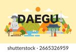 Daegu autumn travel landscape vector illustration. Beautiful Daegu attraction.