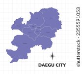 Daegu city map illustration. Map of cities in South Korea