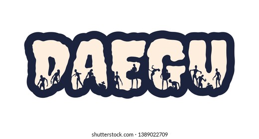 Daegu city name and zombie silhouettes on them. Halloween theme sticker