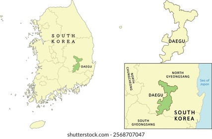 Daegu Metropolitan city location on map of South Korea