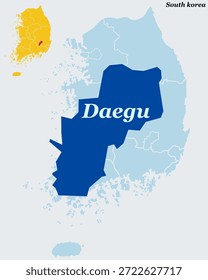 Daegu Corea del Sur Mapa con la bandera - Centro Textil y Vector de la Ciudad de Apple Outline.earth