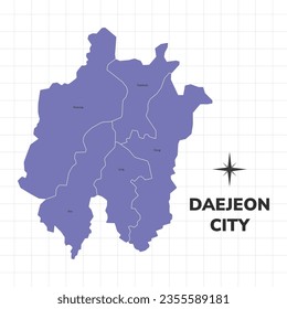 Daejeon city map illustration. Map of cities in South Korea