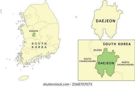 Daejeon Metropolitan city location on map of South Korea