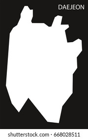 Daejeon South Korea map black inverted silhouette illustration