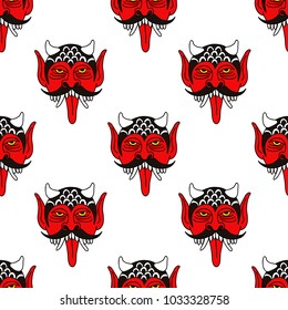 daemaon illustration traditional tattoo flash seamless doodle pattern