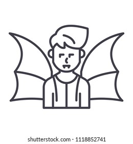 Daemon black icon concept. flat  vector symbol, sign, illustration.