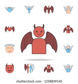 daemon color field outline icon. Detailed set of angel and demon icons. Premium graphic design. One of the collection icons for websites, web design, mobile app