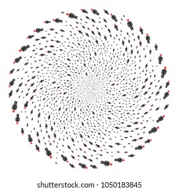 Daemon cycle twist. Element cyclone done from randomized daemon items. Vector illustration style is flat iconic symbols.