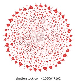 Daemon Head curl motion. Object spiral designed from scattered daemon head symbols. Vector illustration style is flat iconic symbols.