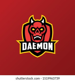 daemon mascot logo illustration. daemon gaming logo esport.