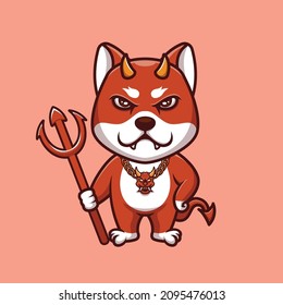 Daemon Red Doge Devil Set Creative Cartoon Character Mascot Logo Fullset