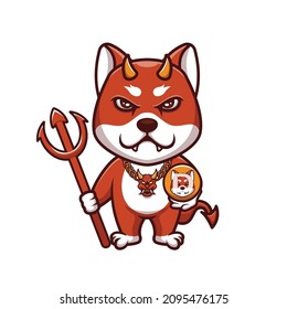 Daemon Red Doge Devil Set Creative Cartoon Character Mascot Logo Fullset