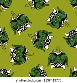 daemon seamless doodle pattern