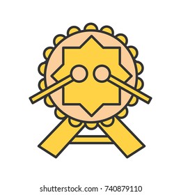 Daf and drumsticks color icon. Drum. Isolated vector illustration