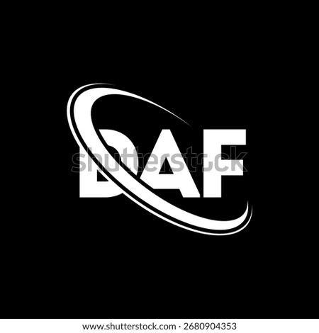 DAF logo. DAF letter. DAF letter logo design. Intitials DAF logo linked with circle and uppercase monogram logo. DAF-typography for technology, business and real estate brand.