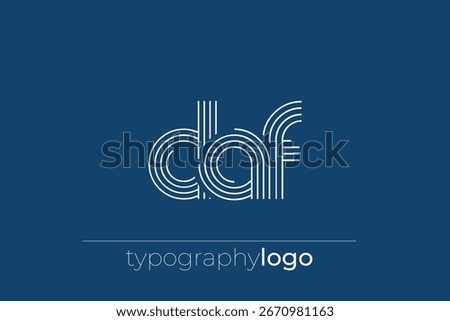 DAF modern geometric typography logo. Modern and stylish composition featuring a monochromatic typography logo illustration designed with intricate lines.