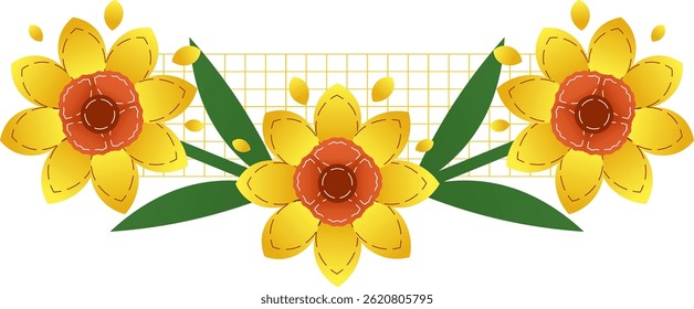 Ícone De Grade De Quadro De Flor Estético Daffodil. Colorido bonito borda conceito isolado