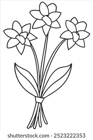 Daffodil coloração página sobre fundo branco
