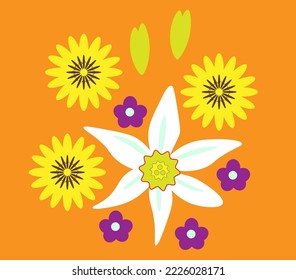 Daffodil y dientes de león en flor.
