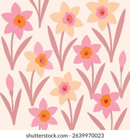 Daffodil Design Garden Botanical Print Design in Vector
