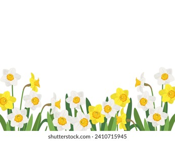 Daffodil field frame vector illustration