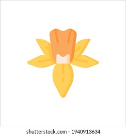Icono Plano De Daffodil Aislado En Fondo Blanco