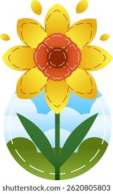 Daffodil Flower Cartoon Icon Illustration. Cute Floral Element Concept Isolated
