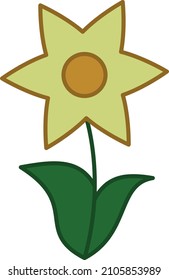 Daffodil Flower Filled Outline Icon Vector