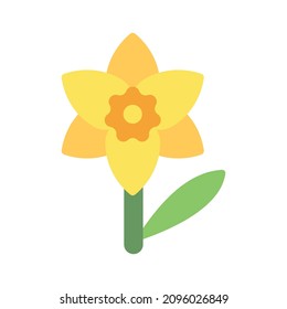 Daffodil flower flat icon. Clipart cartoon illustration. Vector sign for mobile app and web sites. 