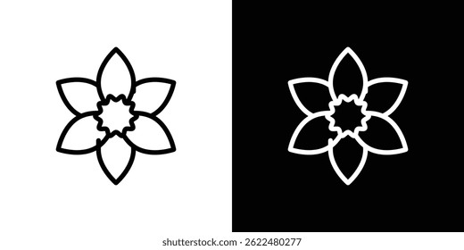 Daffodil Flower icon shape graphic simple plain clipart symbol. thin line outline art