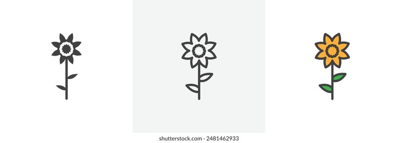 Daffodil Flower icon symbol collection on white background.