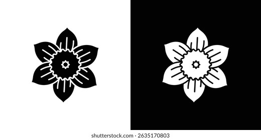 Daffodil Flower icon Vector in flat style. Collection silhouettes