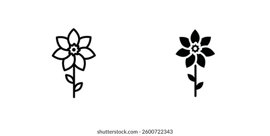 Daffodil Flower icons set for apps and web ui designs. simple isolated graphics.