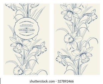 Daffodil flower or narcissus isolated on gray. Floral pattern with narcissus. Vector illustration.