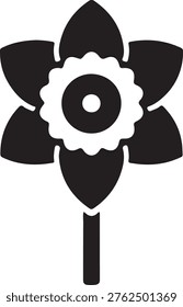 Daffodil flower silhouette vector, clean and elegant design, perfect for logos, prints, and floral graphics.