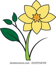 Estilo del Vector de la silueta de la flor del narciso con el fondo blanco