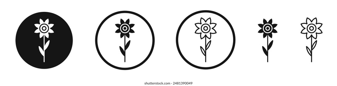 Daffodil Flower vector icon set in black and white color.