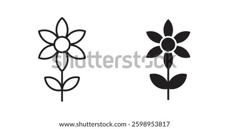 Daffodil Flower vector line icon illustration collection.