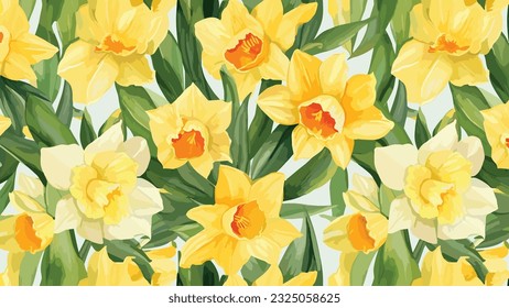 Daffodil Flower wrap pattern watercolor illustration svg