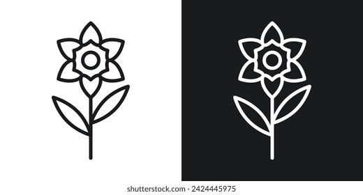 Icono de Daffodil diseñado en un estilo de línea sobre fondo blanco.