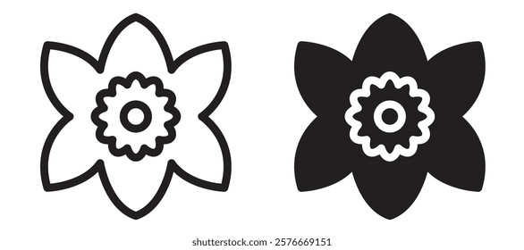 Daffodil icons in outline and stroke versions