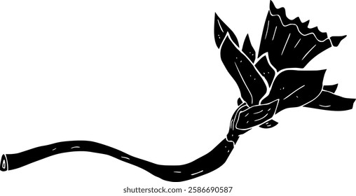 daffodil illustration spring silhouette flower logo nature icon floral outline plant bloom narcissus botanical blossom flora season easter garden shape for vector graphic background