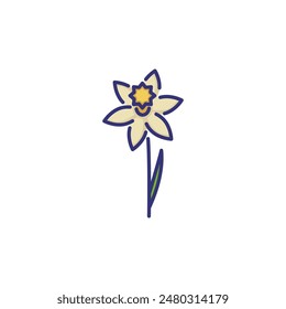 Daffodil line icon. Flower, spring, botany. Flower concept. Vector illustration can be used for topics like nature, biology, botany