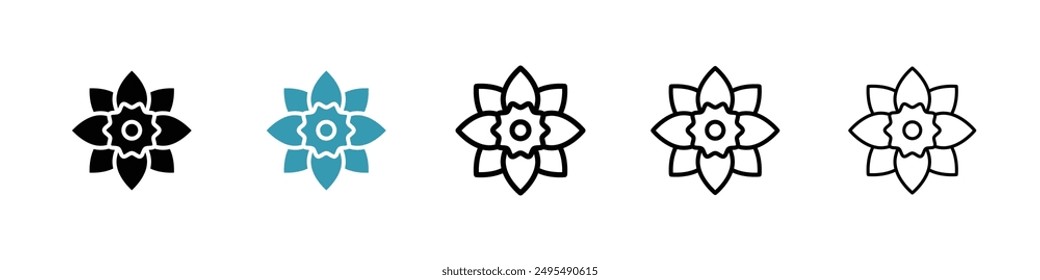 Daffodil line icon vector set.