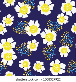 Daffodil and mimosas vector seamless pattern